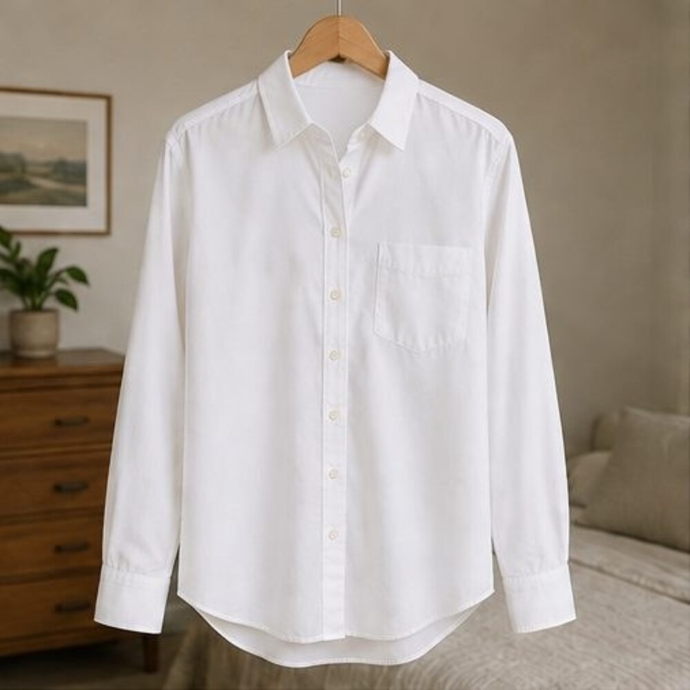 White Poplin Button Down Shirt